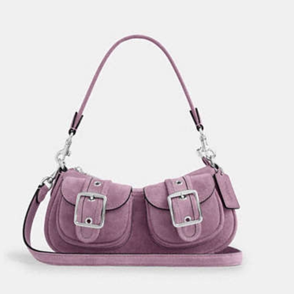 NWT coach Ashton Bag silver/light violet suede smooth leather CDA95